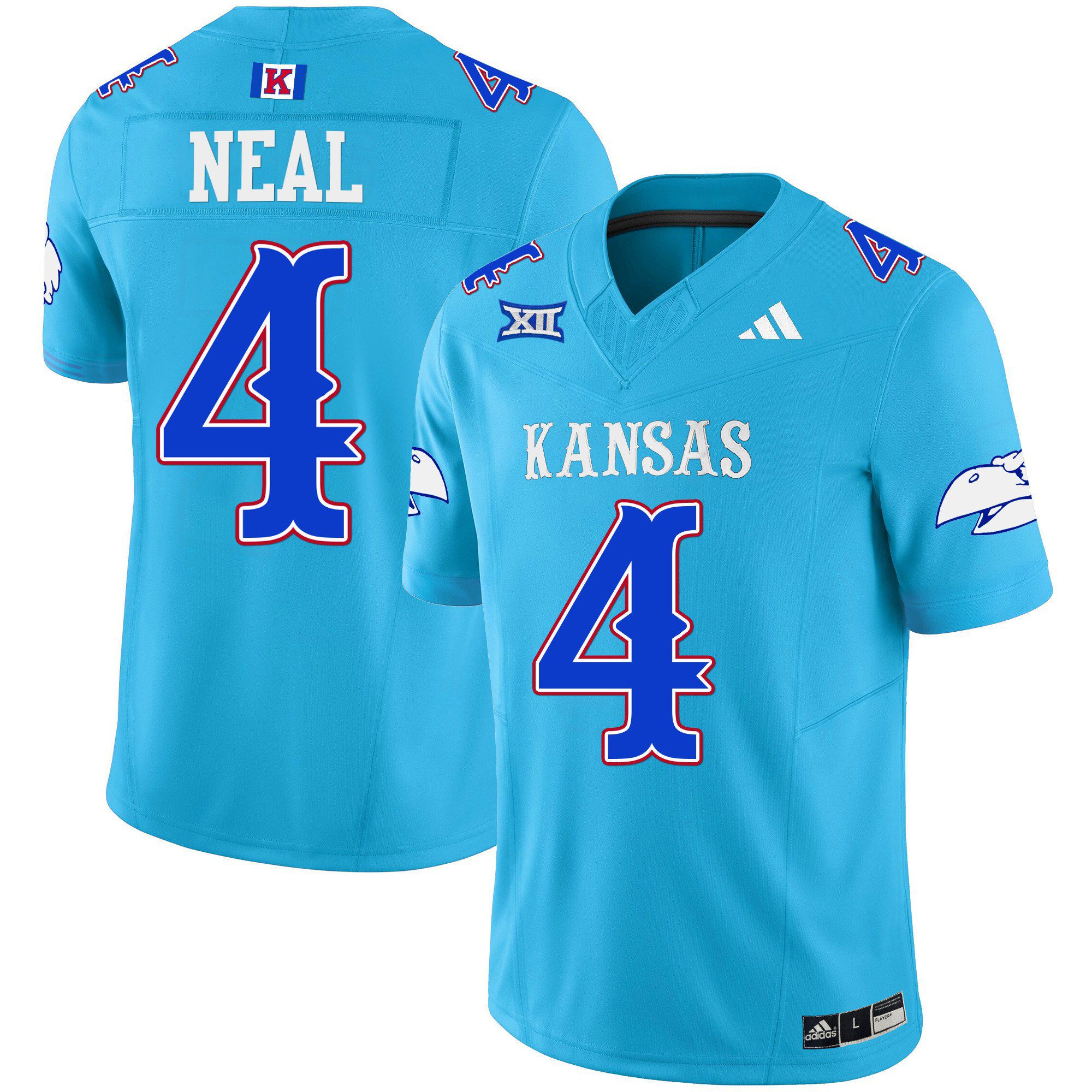 Men Kansas Jayhawks #4 Neal Light Blue 2024 Blackhawk Vapor Limited NCAA Jersey